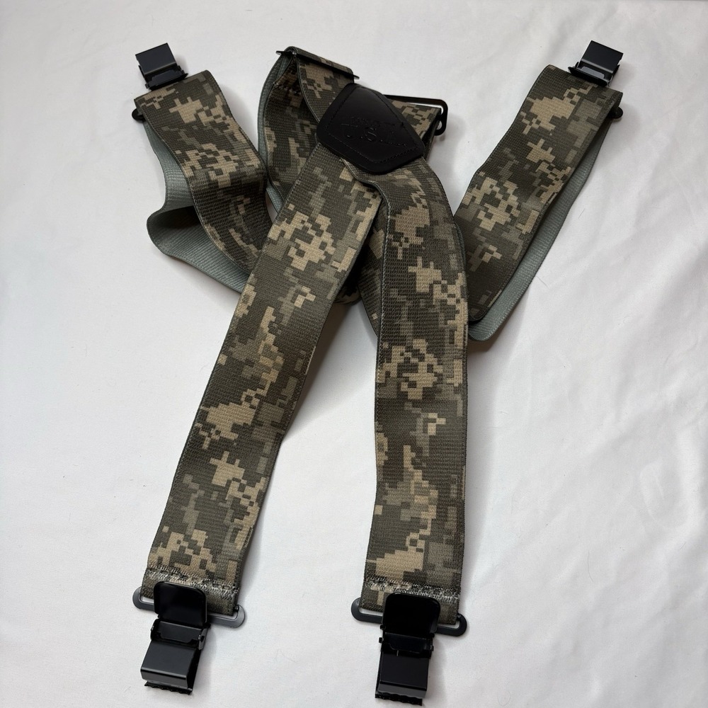 Heavy Duty Mens Xback Tactical Suspenders Digital Camo Metal Gripper Made In USA